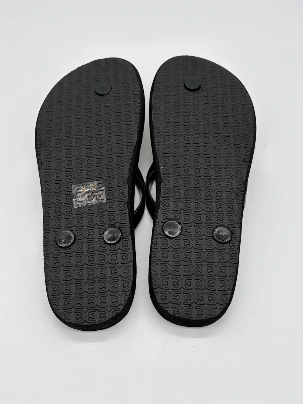 Sam Edelman Black & Cream Patterned Flip Flop Sandals